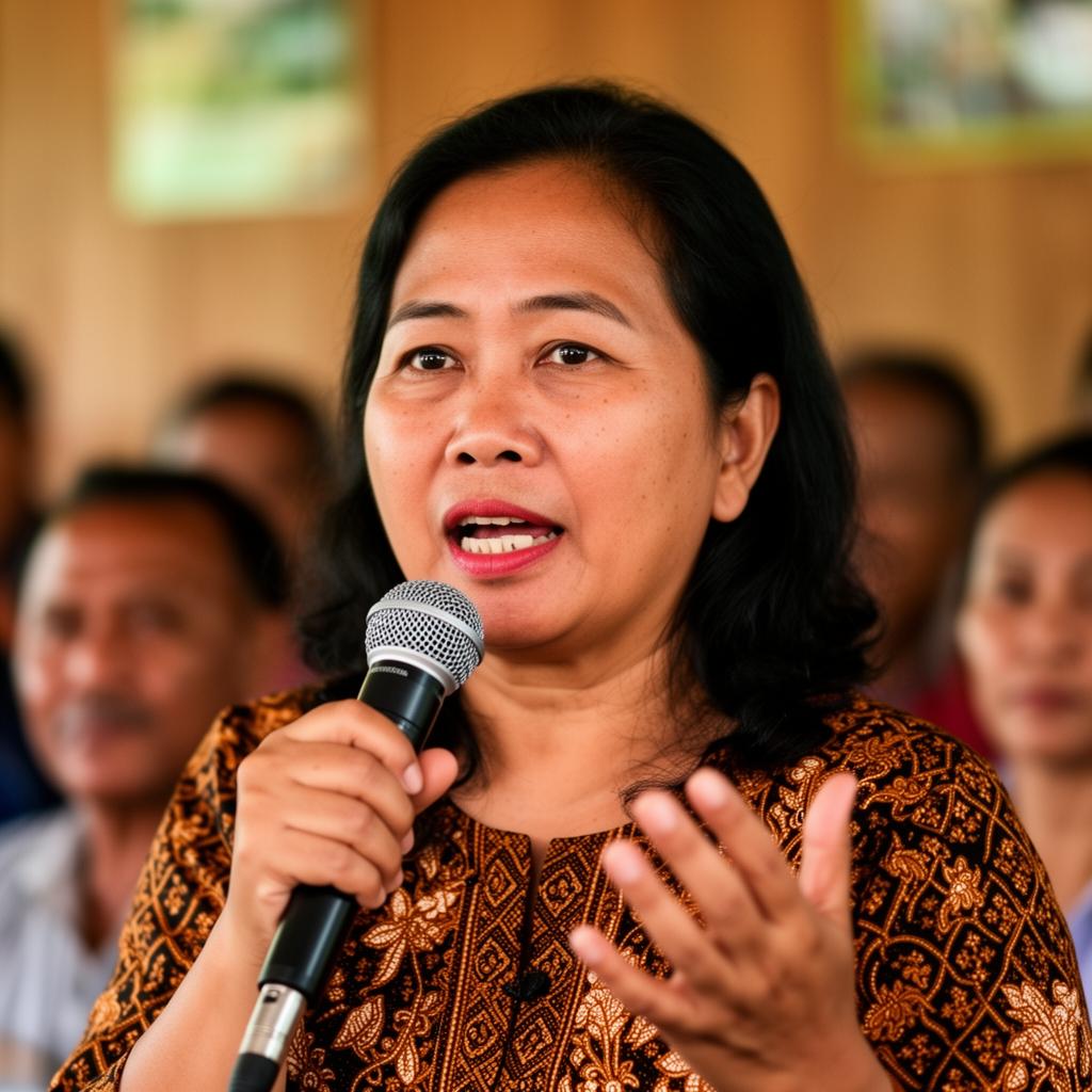 Community members gathered around a table learning sustainable agriculture techniques from a local woman leader